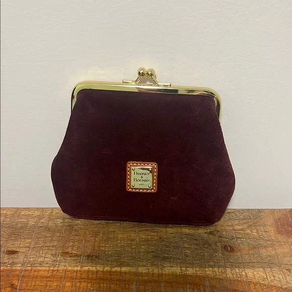 Dooney & Bourke Burgundy Fall Suede Leather Women's Bag and Matching Wallet Set - Picture 8 of 14